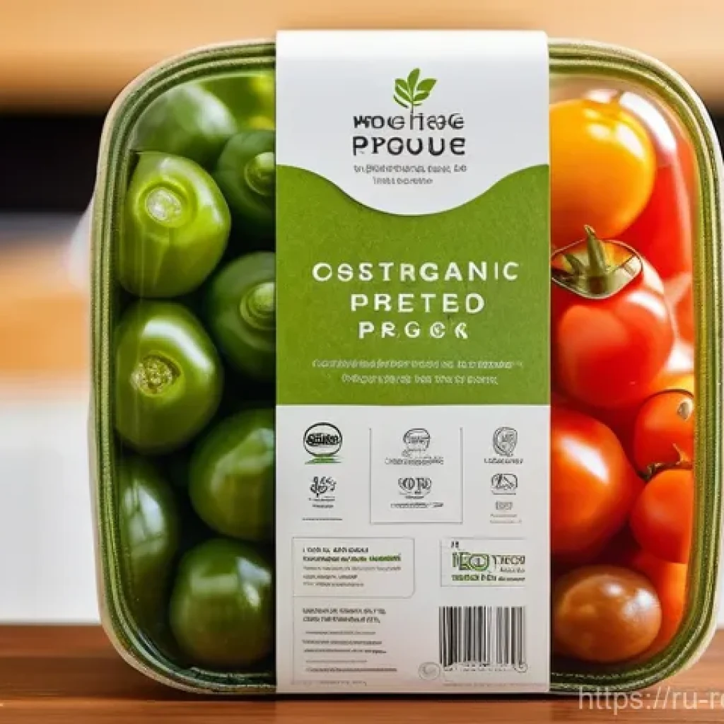 친환경 포장재 트렌드 - **Prompt:** A close-up, high-angle shot of innovative, biodegradable packaging for organic produce. ...