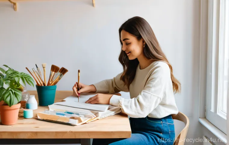 친환경 에코백 만들기 - **Prompt:** A stylish young Russian woman, in her late 20s, with a warm smile, confidently walks thr...