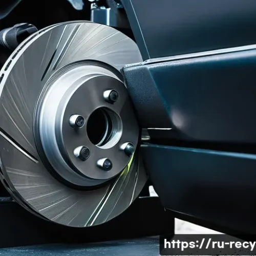 자동차 부품 재사용 방법 - Detailed close-up of a used car brake disc undergoing precision measurement with a micrometer in a p...